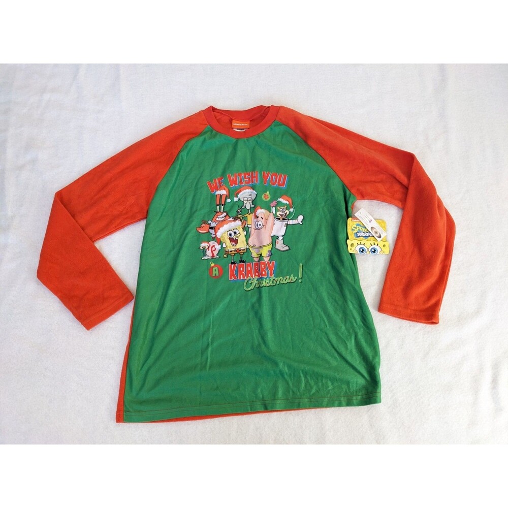 SpongeBob SquarePants Men's Medium Krabby Christmas Nightgown Sleep Pajama Shirt